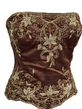 JASDEE Vintage Bustier Corset Hand Work Gotta Thread Embroidery On Satin F3033